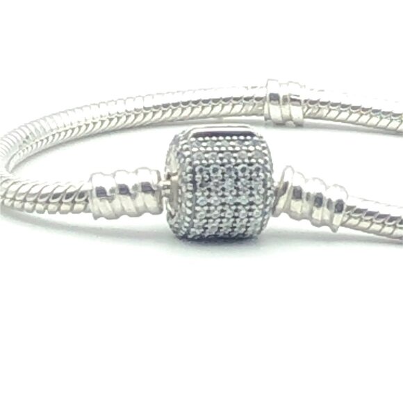 Pandora Moments Sterling Silver Charm Bracelet With Sparkling Pave Clasp - 7.5 I - Picture 2 of 5